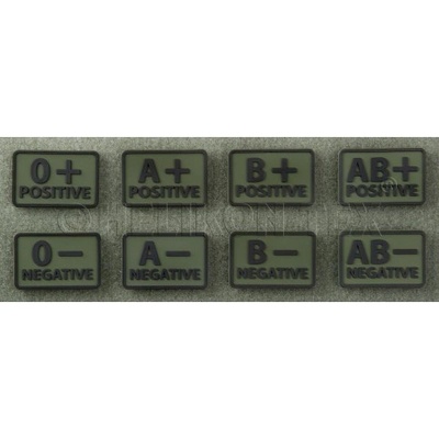 HELIKON-TEX Nášivka 3D Helikon-Tex,krvná skupina olivová, Varianta Olive Green, Skupina 0-