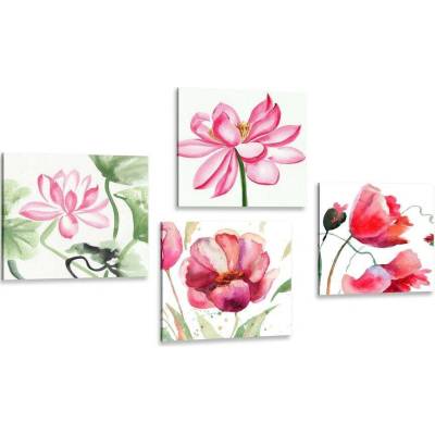 Set obrazů akvarelové květiny - 4x 40x40