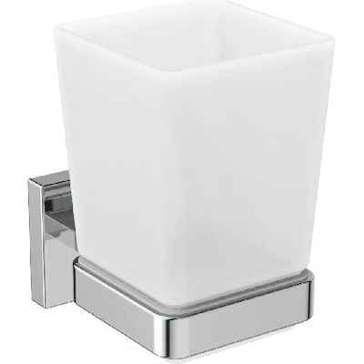 Ideal Standard IOM Square Pohárik na kefky a pastu s držiakom, matné sklo/chróm E2204AA