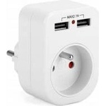MONTIS Ground Armer 1P+with 2xUSB 2.1A White MT092