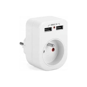 MONTIS Ground Armer 1P+with 2xUSB 2.1A White MT092