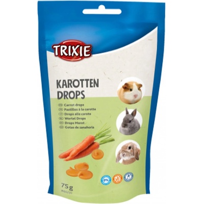 TRIXIE Carrot Drops Small Animals - Вкусно лакомство за гризачи - с моркови и витамини, 75 гр