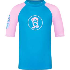 Trollkids Детска плажна тениска от ликра Trollkids Kid's Kvalvika T Sport shirt - Dynamic Blue / Candy Pink - размер 92 (EU) (704-1803-1211)