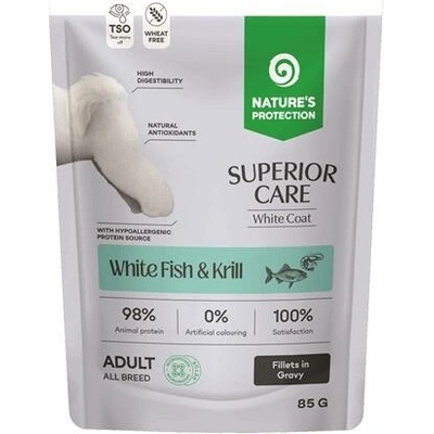 Natures Protection Superior care white dog adult GF white fish & krill 85 g