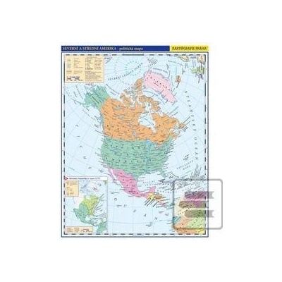 Severní a Střední Amerika příruční politická mapa