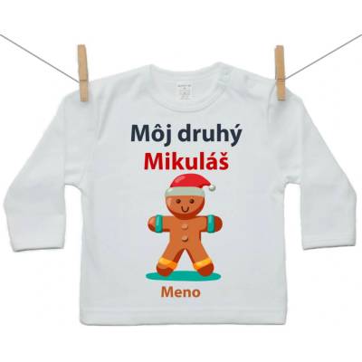 Boodyy tričko s dlhým rukávom Môj druhý Mikuláš s perníčkom
