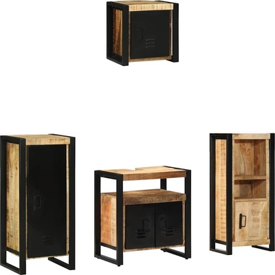 vidaXL Комплект мебели за баня с чекмедже 4 pcs Солидно мангово дърво (3305644)