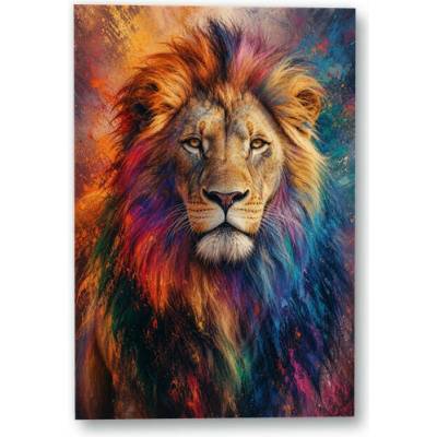Plakát – Lev s barevnou hřívou 70 × 105 cm Bez rámu Ne Bez rámu