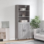 vidaXL Висок шкаф, сив сонома, 69, 5x34x180 см, инженерно дърво (3189979)