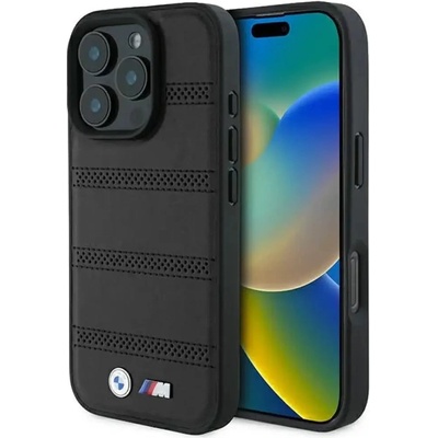 BMW M Perforated And Stitched Line MagSafe калъф за iPhone 16 Pro - черен (3666339324223)