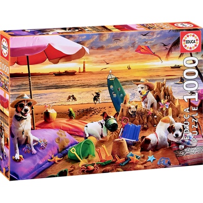 Educa Пъзел Educa от 1000 части - Кучета играят на плажа (EDU20312)