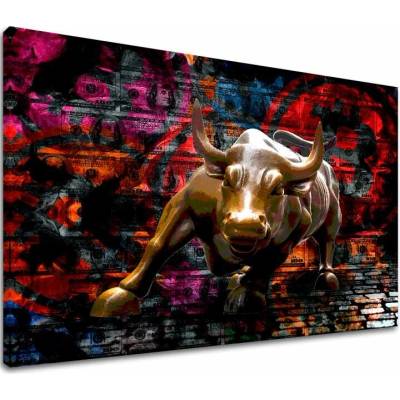Obraz na plátne Zlatý Býk - Symbol Sily a Prosperity - 30x40 cm