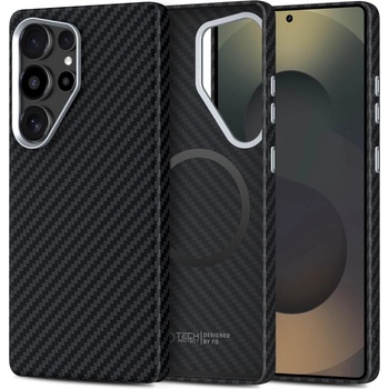Tech-Protect Карбонов кейс за Samsung Galaxy S25 Ultra от Tech-Protect Ion Carbon - Black/Silver (5906302368372)