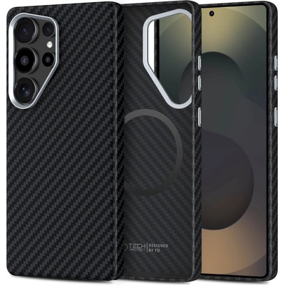 Tech-Protect Карбонов кейс за Samsung Galaxy S25 Ultra от Tech-Protect Ion Carbon - Black/Silver (5906302368372)