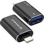 Techsuit - Премиум OTG адаптер AluVoltX (A18) - USB към Lightning, Plug and Play, алуминиева сплав, бърз трансфер на данни - черен