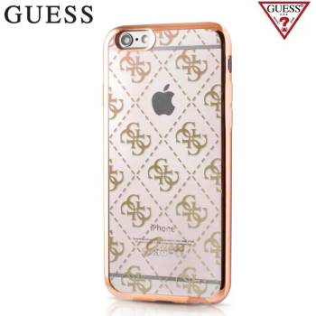 GUESS Луксозен Силиконов Калъф за iPhone SE/5s/5, GUESS Silicone Case, Златист (GUHCPSETR4GG)