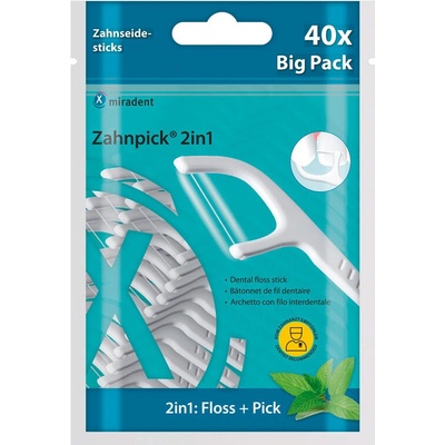 Miradent 2v1 Zahnpick dentálne špáradlá s niťou 40 ks