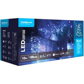 Modee Lighting LED vianočná reťaz 100 LED 10m studená biela cooper
