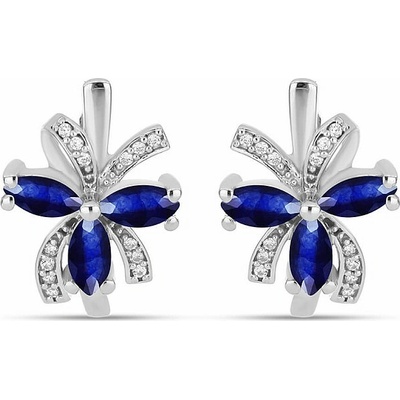 Nefertitis Náušnice stříbrné s broušenými modrými safíry Ag 925 026541 SAF NF57317