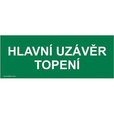 Walteco Hlavní uzávěr topení, 210x80mm, samolepka , 20079