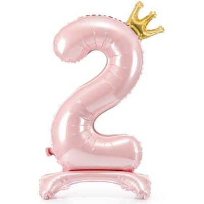 Partydeco Fóliový balónek č. 2 stojící 84cm růžový