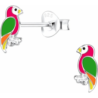 Nefertitis stříbrné náušnice Růžoví papoušci NF51796 4 x 8 mm, 0,42 g