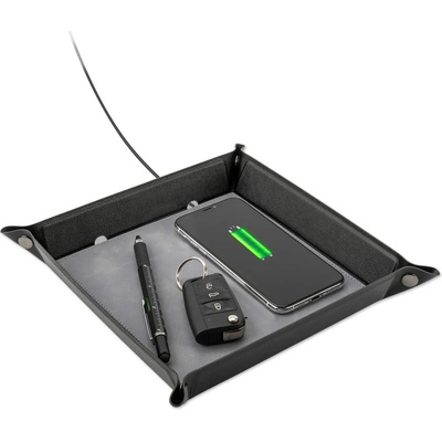 4smarts Pocket Tray Organizer, 15W - настолен органайзер с поставка (пад) за безжично зареждане за Qi съвместими устройства (черен)
