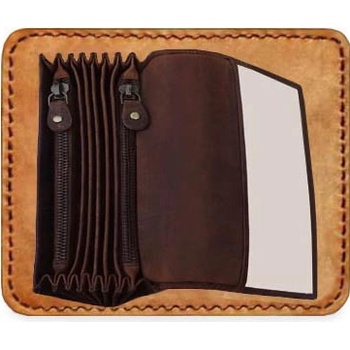Kasírka z broušené kůže Kovové zipy Kožená číšnická peněženka pro číšníky