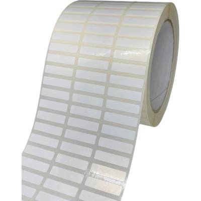 Plastová Etiketa 25 mm x 6,5 mm, 3 - Produkcia, Polyethylen, Biela, Dutinka 76 mm, 3 x 3334 ks/kotúč, Permanentné lepidlo, Priemer kotúča 109 mm