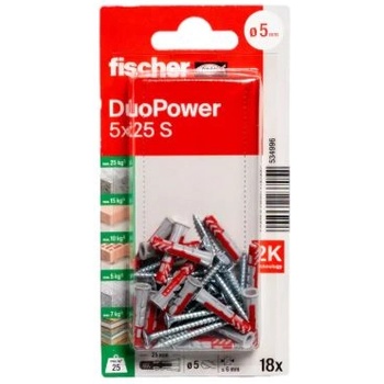 Image 1 of FISHER ДЮБЕЛ fischer 534996 duopower ф5х25мм С ВИНТ 18бр (534996)