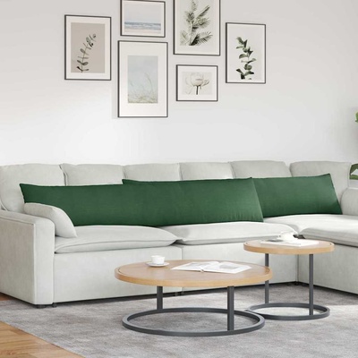 vidaXL Диван възглавници 2 pcs Тъмен зелен 200 x 40 см Кордюрова тъкан (42013908)