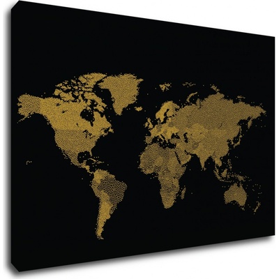 Impresi Obraz Mapa sveta čierno zlatá - 60 x 40 cm