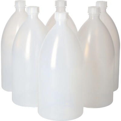Lahve s úzkým hrdlem z LDPE, se šroubovacím uzávěrem, 2000 ml, 6 kusů