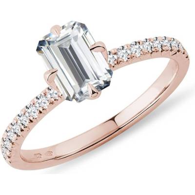 Klenota Diamantový zásnubní prstýnek emerald z růžového zlata k0860014