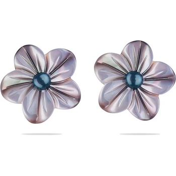 Image 1 of Swan Обици цвете от черен миден седеф HEARTE Swan