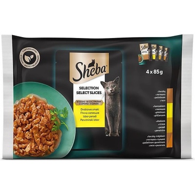 Sheba Пауч за котки Птичи ястия - Микс от апетитни ястия с птиче месо 4x85гр