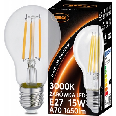 Berge LED žárovka s vláknem E27 15W teplá bílá