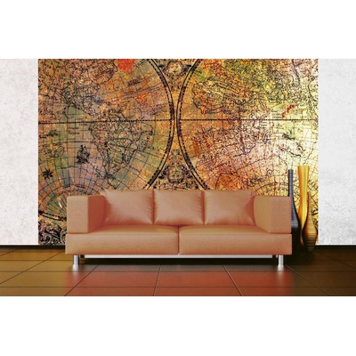 DIMEX ART Самозалепваща се флизелинова фототапета карта върху ръждясал картон 375 x 250 см