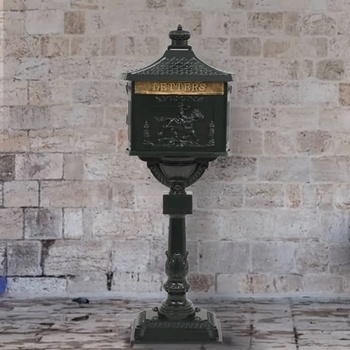 vidaXL Алуминиева пощенска кутия на стойка винтидж неръждаема зелена (43893)