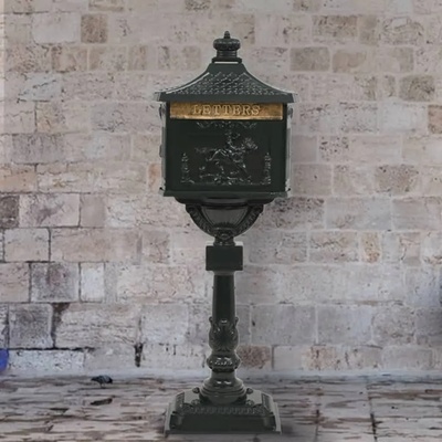 vidaXL Алуминиева пощенска кутия на стойка винтидж неръждаема зелена (43893)