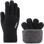  Плетени зимни ръкавици за тъч екрани - Iwarm Winter Braided Touch Gloves with Non-slip Details (21 см) (черен) (ST0018)