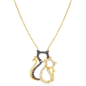 SAVICKI колие с котки: злато. диаманти. черни диаманти