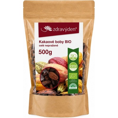 Zdravý den Kakaové boby Bio celé nepražené 500 g