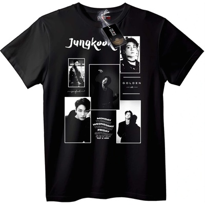NOONEBRAND Тениска Jungkook Златен колаж - 6XL, Black