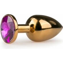 EasyToys Metal Butt Plug No. 1 Gold/Purple, kovový análny kolík 7,2 x 0,8–2,7 cm