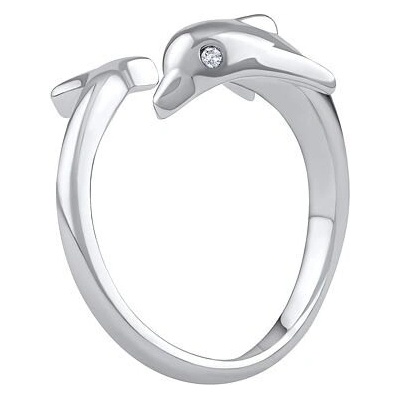 Silvego Strieborný otvorený univerzálny prsteň Astel delfín s Brilliance Zirconia JJJ0004R