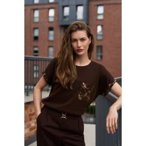 Moodo Тениска с джоб кафява Moodo Moodo | Kafyav | ЖЕНИ | XS