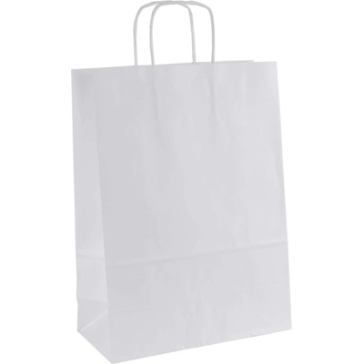 Papierová taška s krúteným uchom 220x110x295 mm, biela