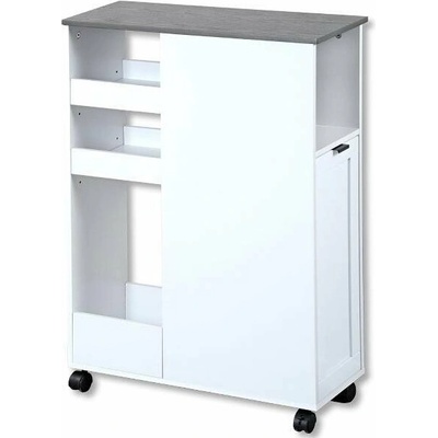 Kesper 24852 Výklenkový regál na kolieskach biely 78 x 22 x 60 cm