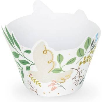 Party Deco Кошници за Кексчета, Бели с Цветя - (1 пакет / 6 бр. )